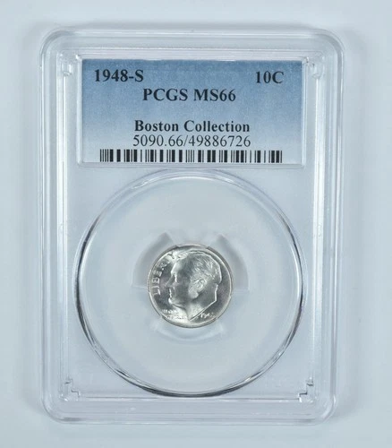 1948-S Roosevelt Dime Boston Collection MS66 PCGS Blue Label *9958