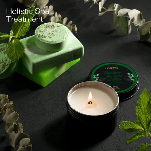 Eucalyptus Spearmint Bath Set, Home Spa Set with Natural Mint Fragrance, 17 P... - Picture 3 of 6