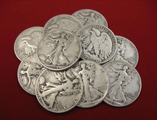 90 Siver Walking Liberty Half DolIar Lot of 5