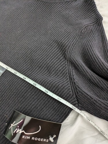 NEW!! KIM ROGERS Sz XL Long Sleeve Black Ribbed Turtleneck NWT 100% Cotton - Picture 4 of 5