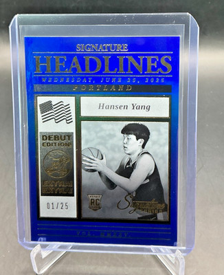 2025/26 Panini Signature Series Headlines HANSEN YANG RC Blue 01/25 #6