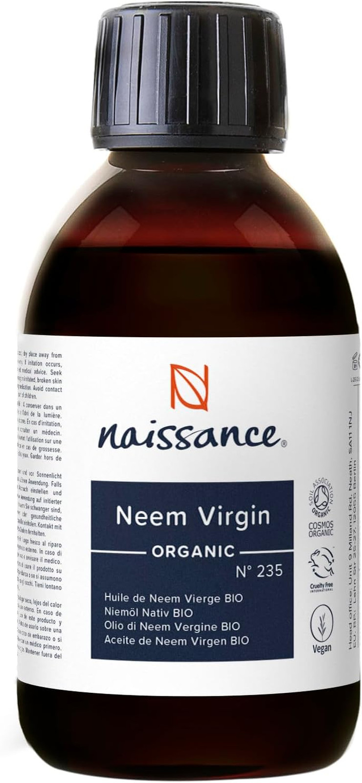 Olio Neem BIO (No. 235) - 225Ml - Certificato Biologico, Pressato a Freddo, per 