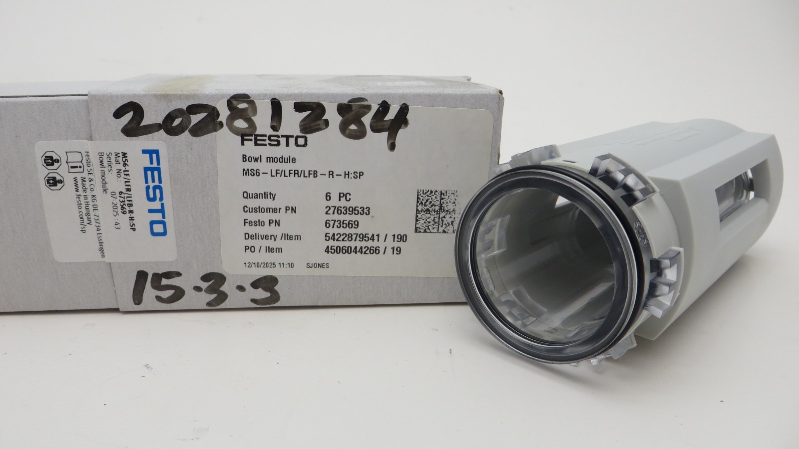 FESTO MS6-LF/LFR/LFB-R-H 673569 Air Filter Cup Water Bowl Module.