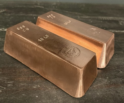 #ad 10 Lb .999 Solid Copper Bar Hand Poured Copper Bullion $209.95