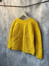 TOAST Mustard Yellow Wool & Cotton Ribbed Knit Сrop Sweater Size S