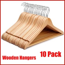 Premium Wooden Hangers 10 Pack Durable Non Slip Clothes Coat Hangers Heavy Duty