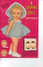 VINTGE UNCUT 1940S SLEEPING PAPER DOLL ~WHITMAN~ORG SZ~LASR REPRODUCTION  NO1 SE