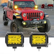 Yellow 2PCS 4'' LED Work Lights Bar Spot Pods Fog Lamp Offroad Driving Truck SUV