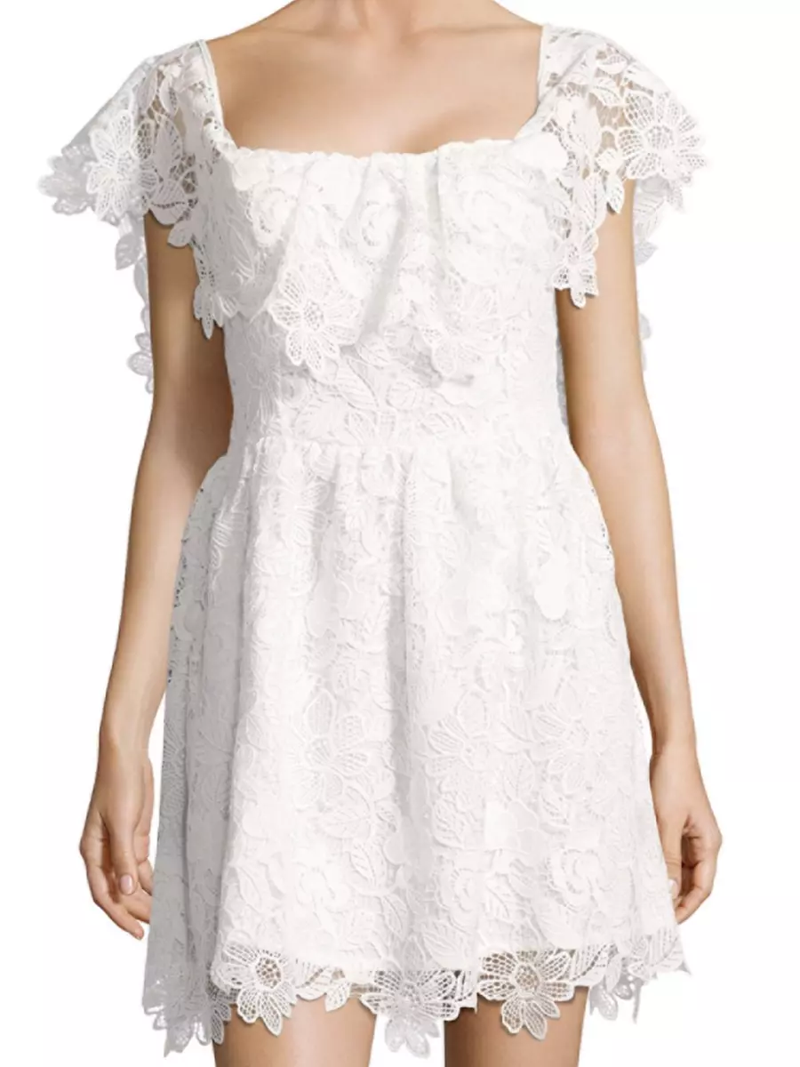 NEW Lovers Friends White Lace Off Shoulders Dream Vacay Mini