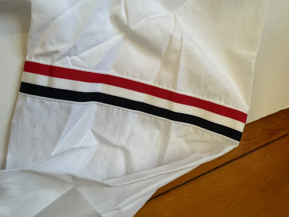 Новый $550 мужчин Thom Browne белый OXFORD в полоску GROSGRAIN повязка классическая рубашка - Изображение 3 из 4