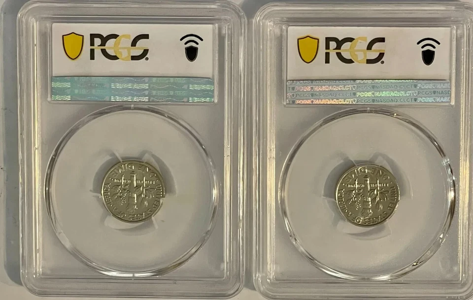 1996-W Roosevelt Dime 10C PCGS MS-67 and ms67FULL BANDS lot 2 coins - Image 2 of 2