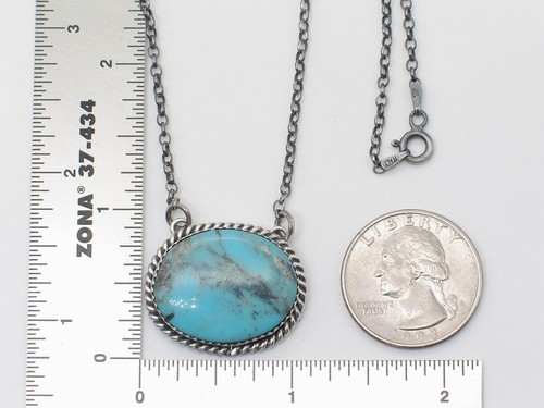 Native American Navajo Handmade Necklace Sterling Silver and Turquoise - Picture 6 of 7
