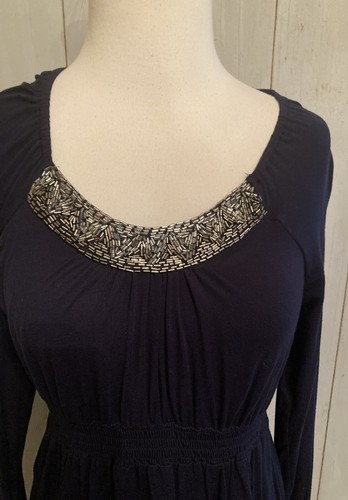 A PEA IN THE POD Womens Long Sleeve Navy Sequin Maternity Modal Dress S-M - Picture 5 of 7