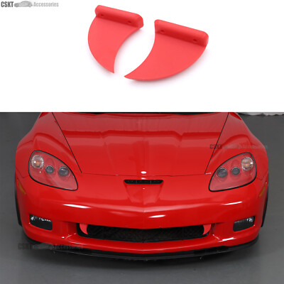 2pcs Red Fang Front Grille Accent OVERLAY Fit For Corvette C6 2005-2013