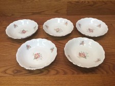 5 Bavaria Germany - 5 1/4” Floral Dessert Bowls ~ Blue Lion Stamp - Excellent 