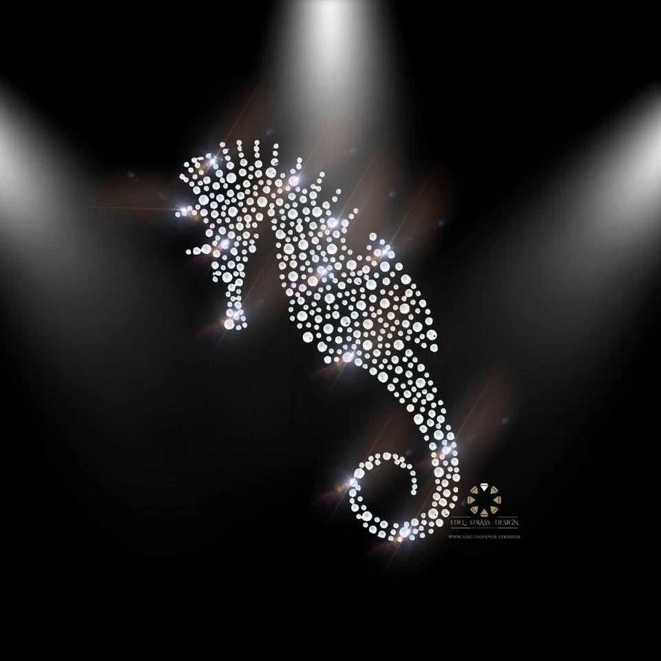 Hotfix Strass Bügelbild Applikation zum aufbügeln Strasssteine Seepferd Maritim - Bild 4 von 4