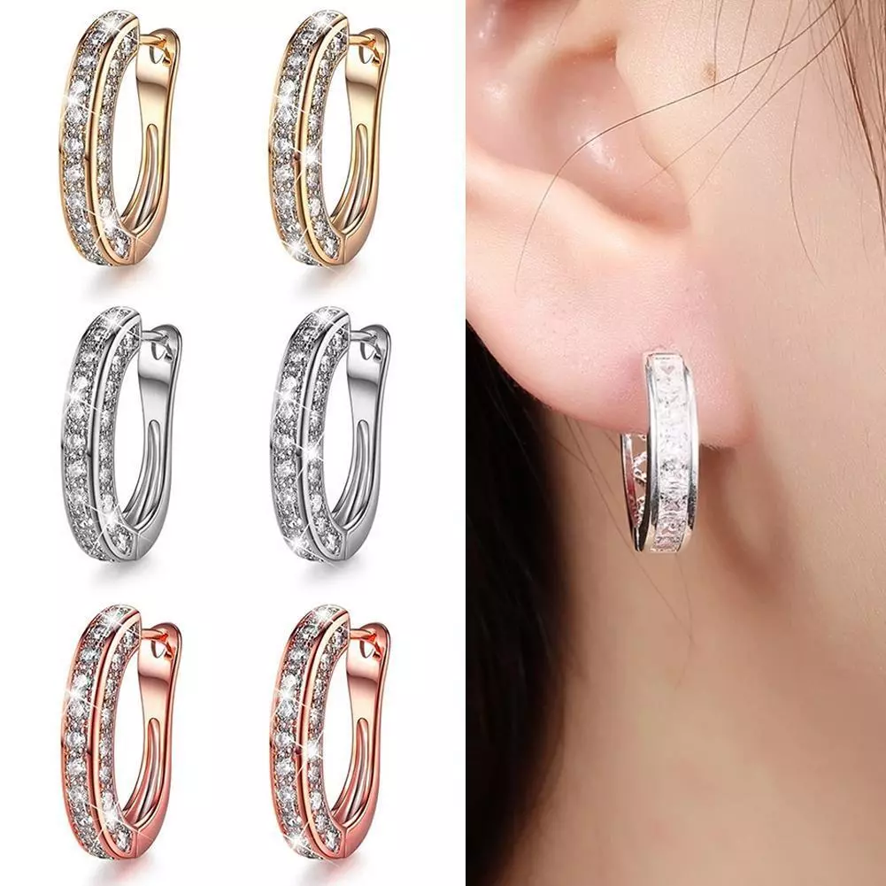 1 pair Rose Gold Gold Hoop Earrings For Women Cubic Jewelry