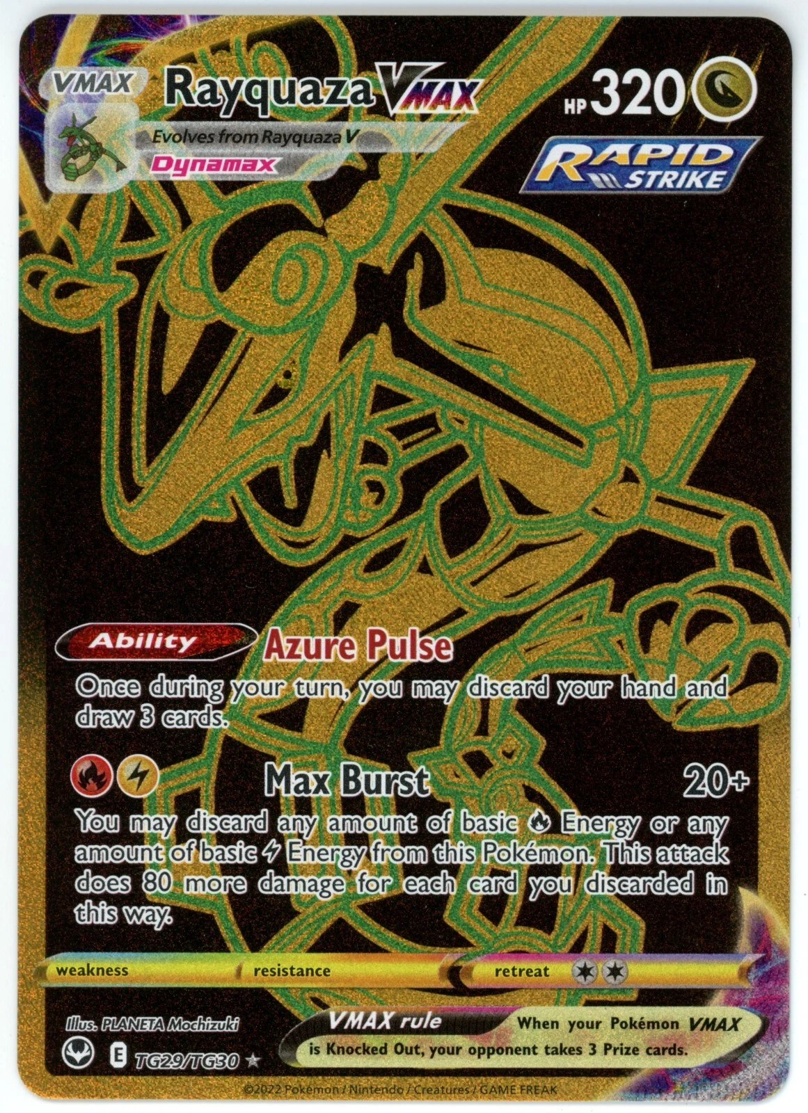 Rayquaza VMAX TG29/TG30 Silver Tempest Gold Ultra Rare Pokemon TCG Card NM