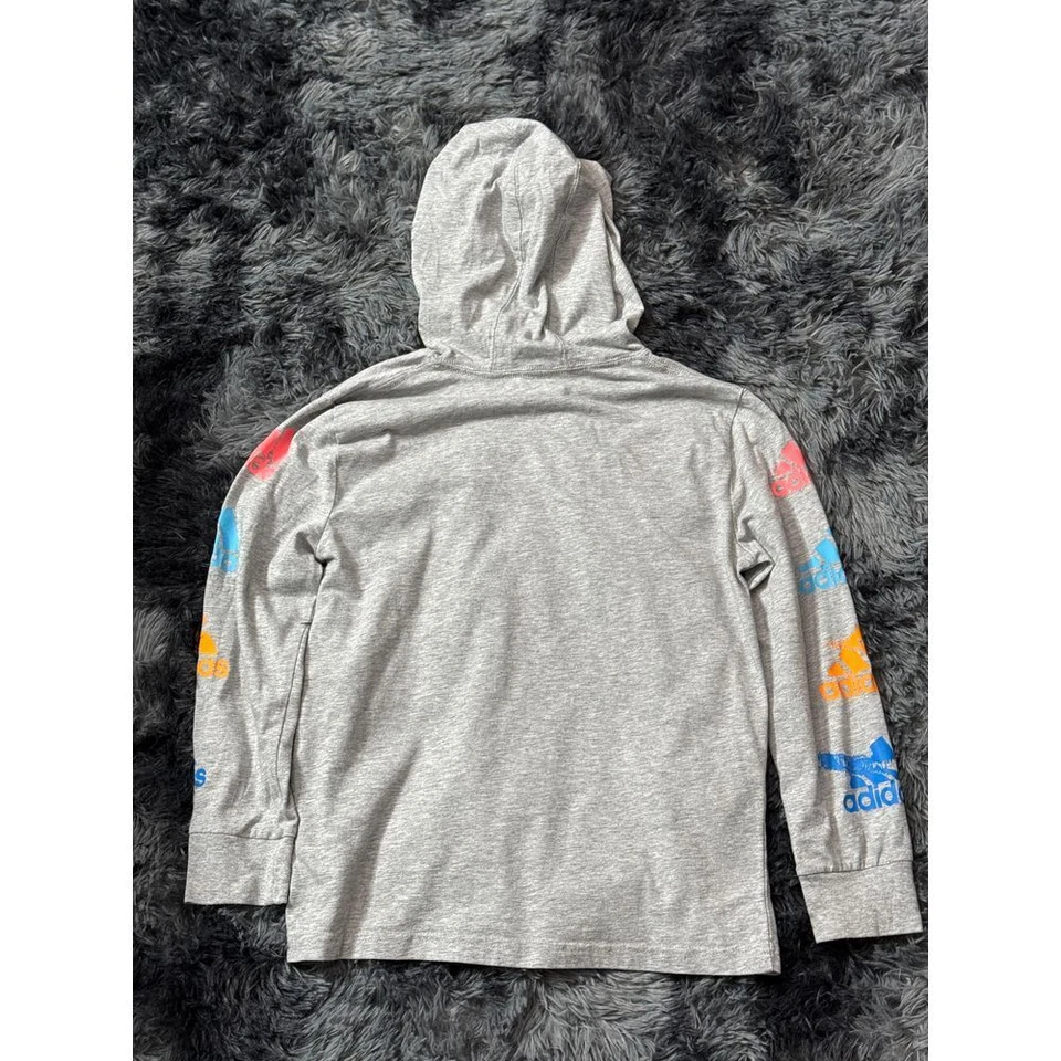 Adidas Niñas Multicolor Logo Manga Con Capucha Manga Larga Camisa Atlética Gris CH Foto 3 de 3