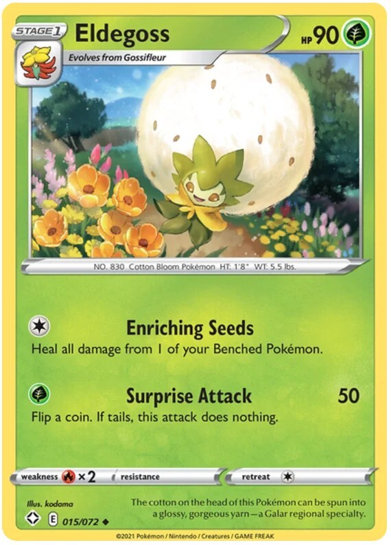 Eldegoss Pokemon TCG Card 015/072