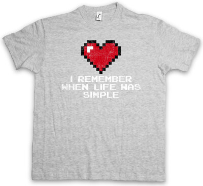 I Remember When Life Was Simple T-Shirt Gamer Dark Games Gaming RPG Heart Fun