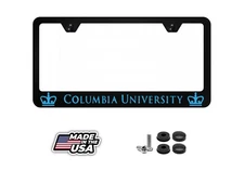 Columbia University Black License Plate Frame Custom Made of Powder Coated Metal