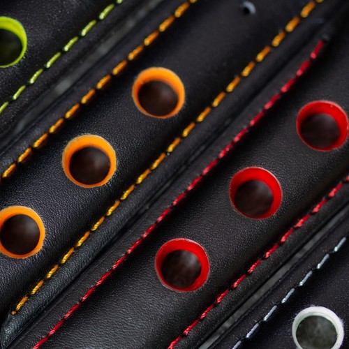 Leather Rally Watch Strap | Soft Calfskin | 20mm 22mm 24mm | Red Orange White - Picture 7 of 20