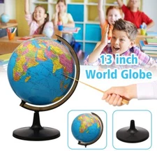 13'' World Earth Globe w/ Stand Gift Ocean Rotating World Map Desktop Geography