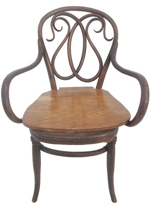 Antique Bentwood Ash Arm Chair Bistro Cafe Ice Cream Parlor