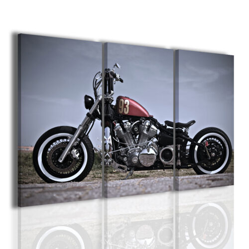 Quadri moderni 3pz. 120x90cm Harley Davidson VI quadro moderno moto arredare - Afbeelding 1 van 1