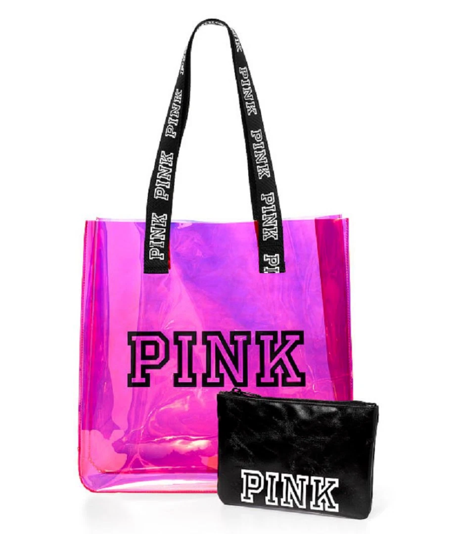 Victoria's Secret PINK Iridescent Tote Bag & Pouch