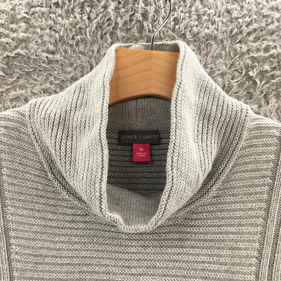 Suéter Vince Camuto Mujer M Gris Cuello Tortuga Manga Larga Algodón Tejido Informal Foto 4 de 4