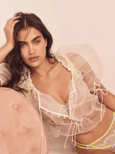 For Love And Lemons Elodie Blouse Sheer White XL NEW