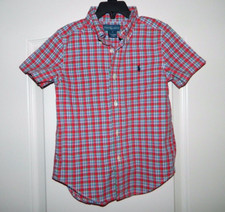Boy's Ralph Lauren Red Plaid Short Sleeve Button Down Shirt Size 5