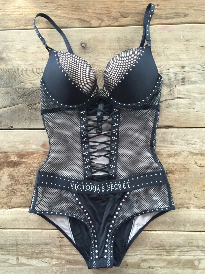 BODY VICTORIA'S SECRET BALMAIN X RED NUEVO VS SEXY PELUCHE NEGRO 36B Foto 3 de 4