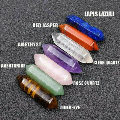 7PCS Chakra Hexagonal Column Energy Quartz Crystal Mineral Gem Reiki Colorful US