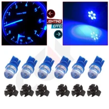 6Pcs Blue T10 LED Bulb Instrument Panel Cluster Gauge Lights w/ T10 1/2" Scoket