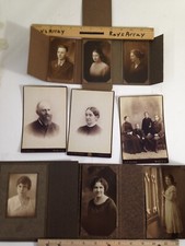 Antique Cabinet Card Photos Men Women Children family Victorian Era Lot of 9