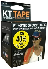 Kinesiology Therapeutic KT Tape Elastic Sports Tape 20 Count - Black - 20 Strips