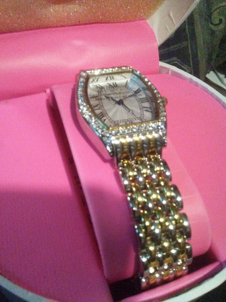 Isaac Mizrahi Two Tone CZ Bezel Quartz Ladies Tank Watch 8  display picture 1