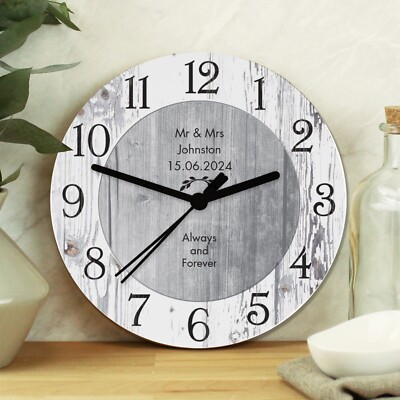 Personalisierte Shabby Chic Holz Küchen Wanduhr Neu Zuhause Hochzeit jede Nachricht