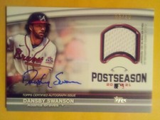 DANSBY SWANSON 2022 Topps Postseason Performance Jersey Patch Relic Auto #9/50