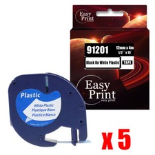 5PK LOTS 91201 Paper Plastic Label Compatible Dymo 91331 Tape 12mm x 4m