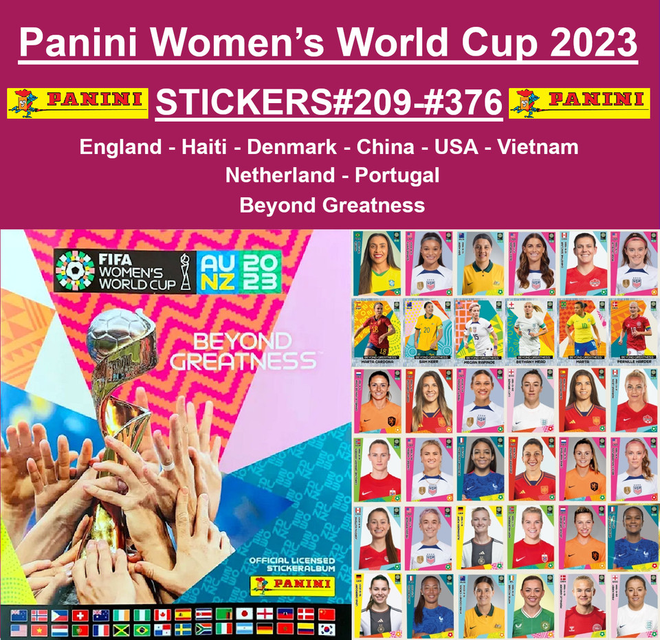 Available Now in USA !! Panini FIFA Women's World Cup 2023 - Stickers #209-#377