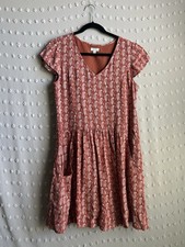 Garnet Hill Women’s Summer Day Dress Short Sleeve Drop Waist Paisley Sz 6