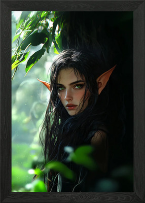 Elf Woman in Forest Framed Wall Art Poster Canvas Print Picture