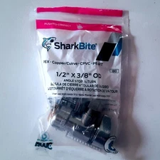 SharkBite 1/2" Push-Fit X 3/8" OD Genuine Angle Stop Valve 1/4 Turn