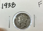 1938 Mercury Silver Dime Circulated But In Fine Condition. Free Shipping