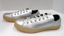 Converse Unisex Metallic Silver All Star Low-Top Sneakers, Men s 8 Women's 10