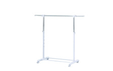 Adjustable Rolling Garment Rack Metal Clothes Hanger Stand Chrome White